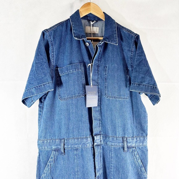 Everlane The Super Soft Organic Cotton Coverall Size 16 Dark Blue Wash - Picture 7 of 10